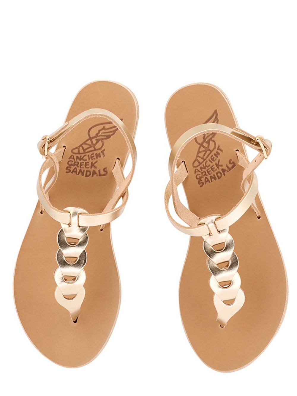 Ancient Greek Sandals Metallic Gold T-Strap Chain-Link Sandals size 41 or 10.5
